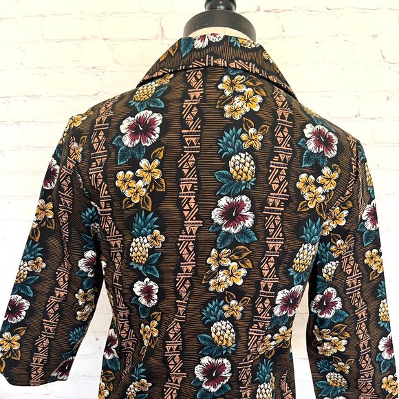 Vintage 80's Hilo Hattie Blouse - Tribal Hawaiian Print - Size Junior 5 - Picture 5 of 8